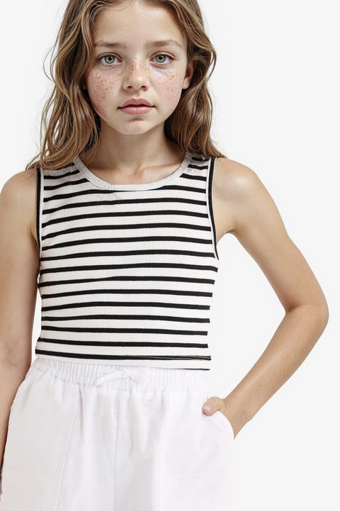 تانك توب بناتي كروب بدون كم برقبة مستديرة